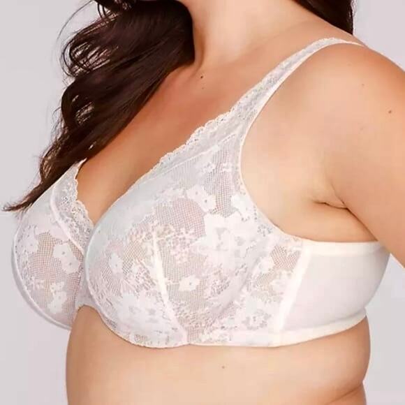 Cacique Bra Ivory Lace Full Coverage Nude Lined Underwire 40DDD - Picture 4 of 7